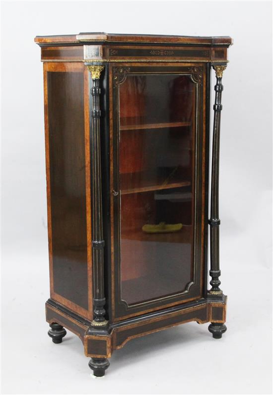 A Victorian ebonised and inlaid pier cabinet, W.2ft 1in. D.1ft 5in. H.3ft 8in.